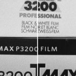 Delta 3200 vs T-MAX P3200 film box detail