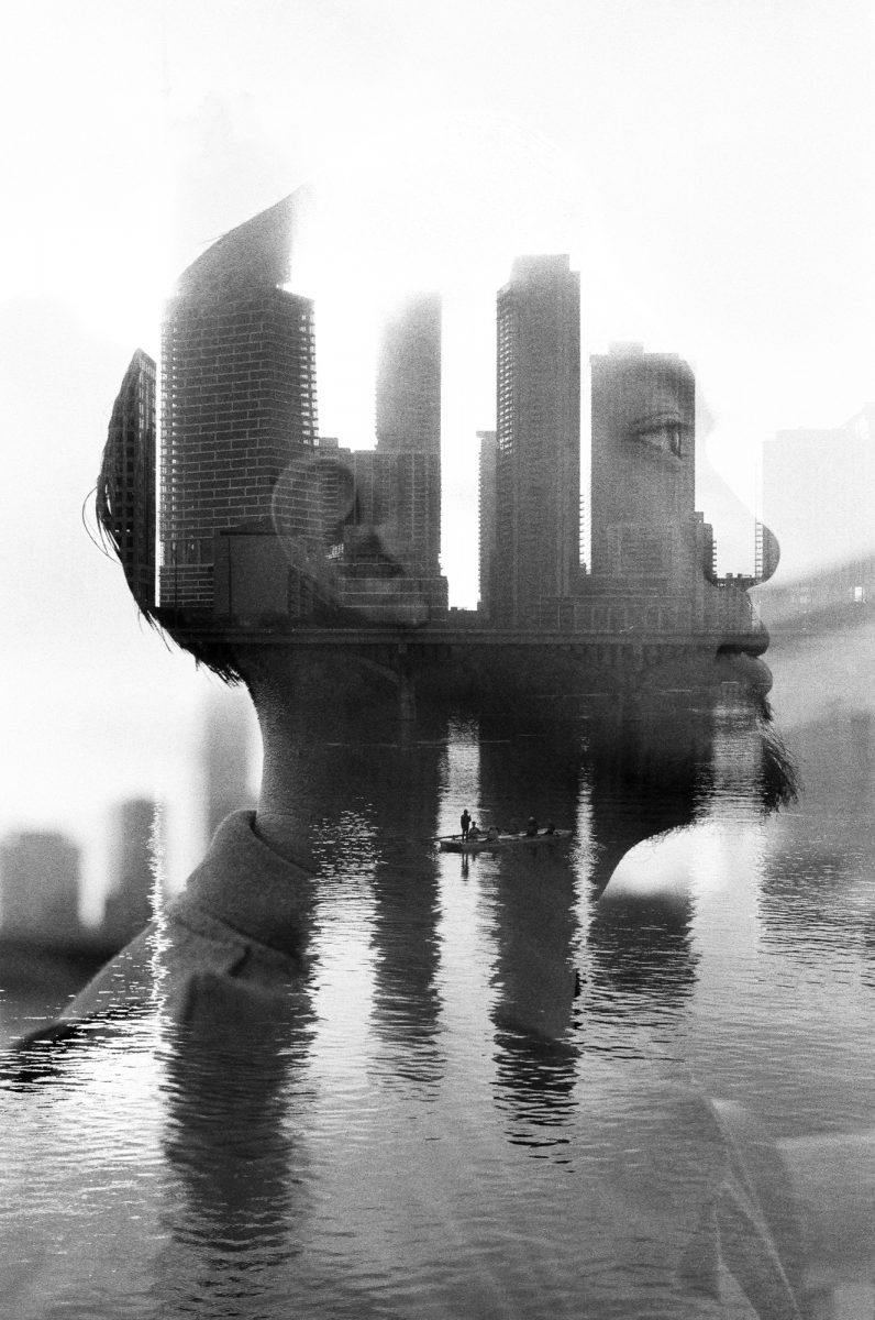 Black-and-white photograph made on HP5 Plus at ISO 1600