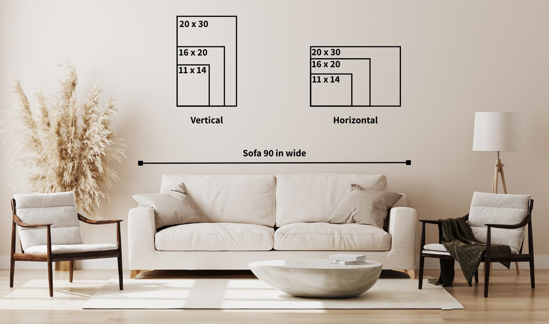 Framed print size guide
