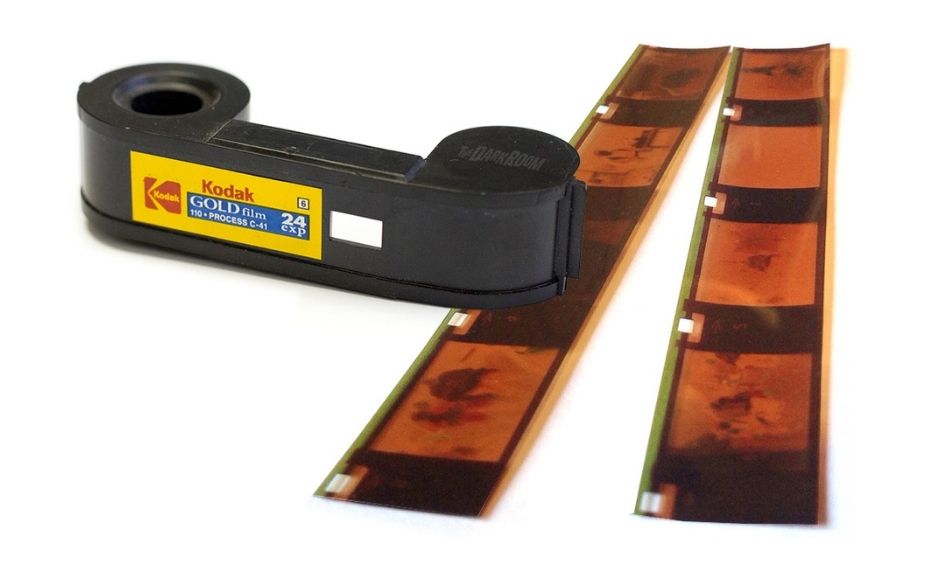 110 film cartridge with developed negatives