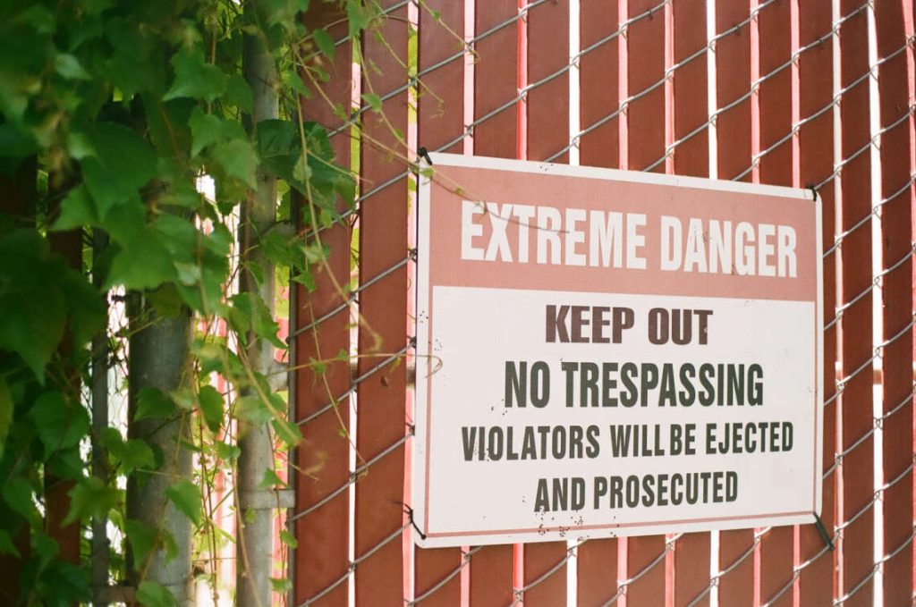 No trespassing. Shot on Konica Autoreflex T2