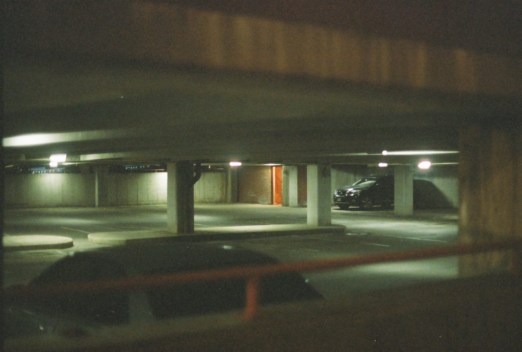 Parking Garage at Night - Canon A1 50mm 1.4 - Expired 10-15 years